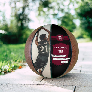 Jersey Number Burgundy Graduation Monogram Basketball