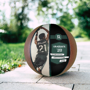 Jersey Number Green Graduation Monogram Basketball