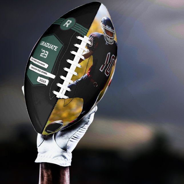 Jersey Number | Green Graduation Monogram Football (Creator Uploaded)