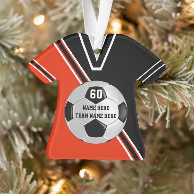 Jersey Personalised Soccer Ornaments Orange, White (Tree)