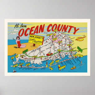 Jersey Shore Illustrated Map Poster