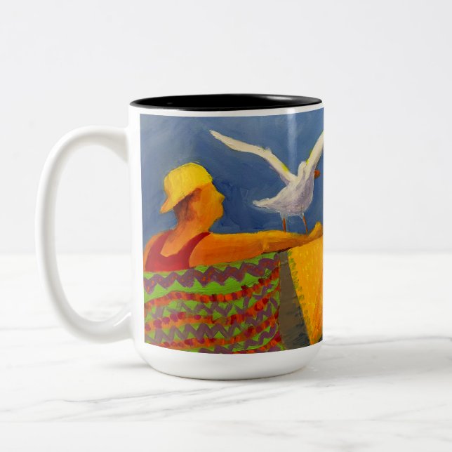 Jersey Shore Lifeguard painting on a mug (Left)