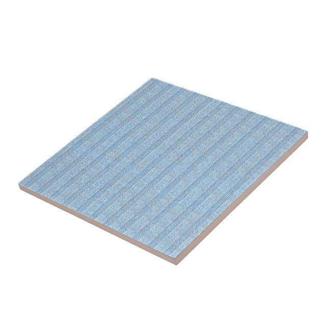 Jersey Stripe Knit Pattern in Baby Blue  Ceramic Tile (Side)