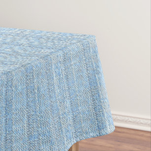 Jersey Stripe Knit Pattern in Baby Blue  Tablecloth