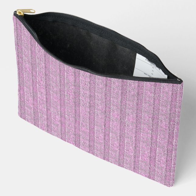 Jersey Stripe Knit Pattern in Powder Pink Accessory Pouch (Open)