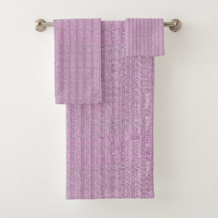 Jersey Stripe Knit Pattern in Powder Pink Bath Towel Set