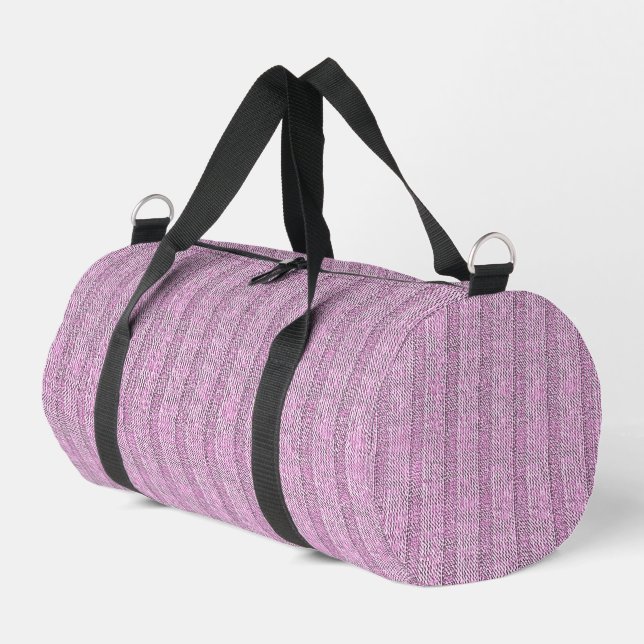Jersey Stripe Knit Pattern in Powder Pink Duffle Bag (Left Corner)