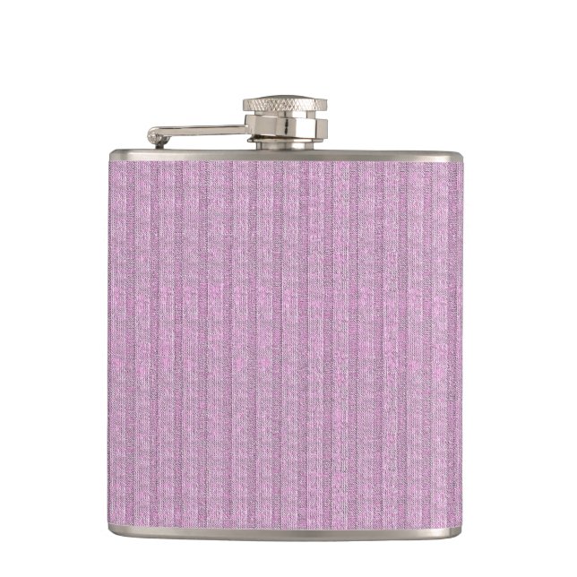 Jersey Stripe Knit Pattern in Powder Pink Hip Flask (Front)