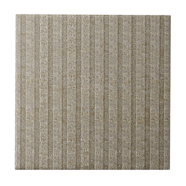 Jersey Stripe Knit Pattern in Soft Beige Ceramic Tile (Front)