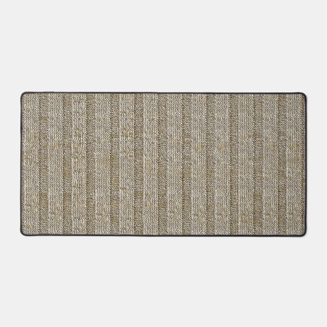 Jersey Stripe Knit Pattern in Soft Beige Desk Mat (Front)