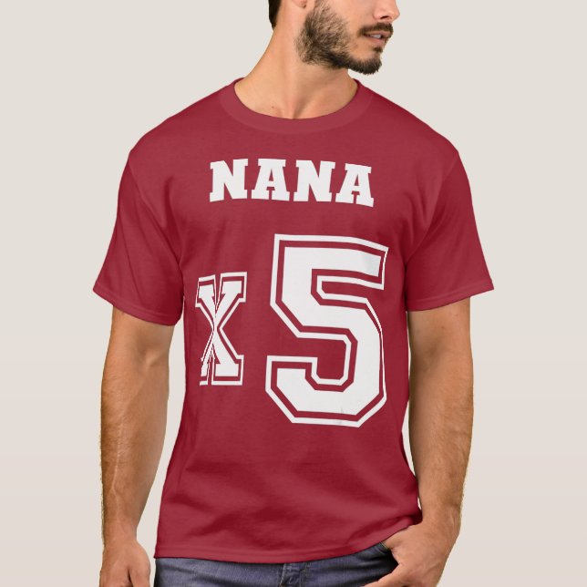 Jersey Style Nana x5 x 5 Grandchildren Proud Mum T-Shirt (Front)