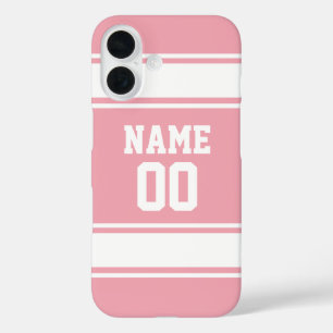 Jersey Style Pink and White Personalised Girly iPhone 16 Case
