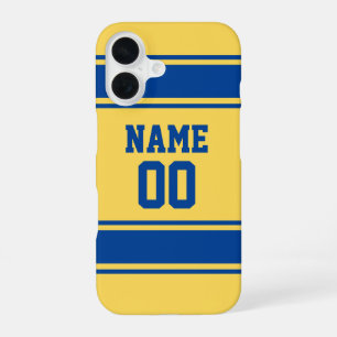 Jersey Style Yellow and Blue Personalised Girly iPhone 16 Case