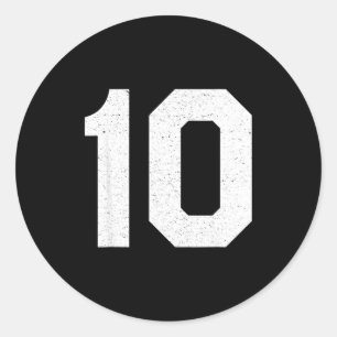 Jersey uniform number #10 10th birthday classic round sticker