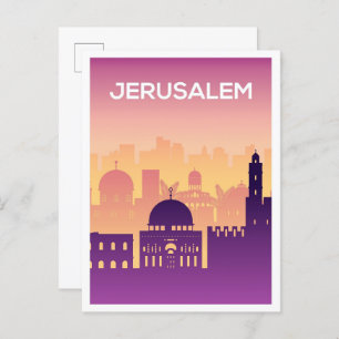 Jerusalem Art Travel Illustration Postcard