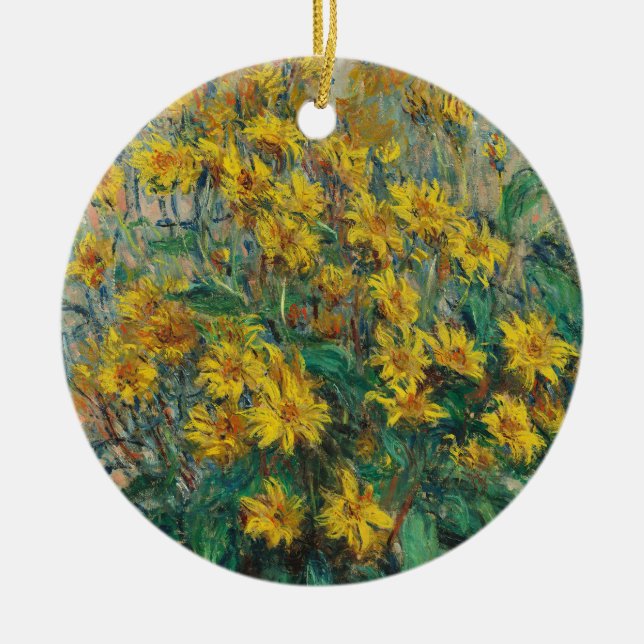 Jerusalem Artichoke Flowers by Claude Monet Ceramic Ornament (Front)