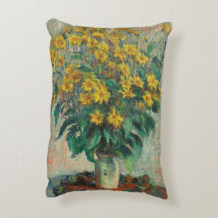 Jerusalem Artichoke Flowers by Claude Monet Decorative Cushion