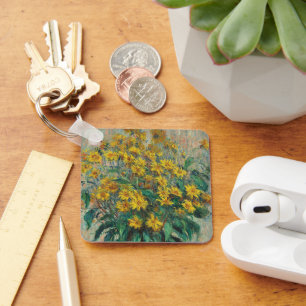 Jerusalem Artichoke Flowers by Claude Monet Key Ring