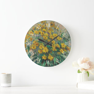 Jerusalem Artichoke Flowers by Claude Monet Large Clock