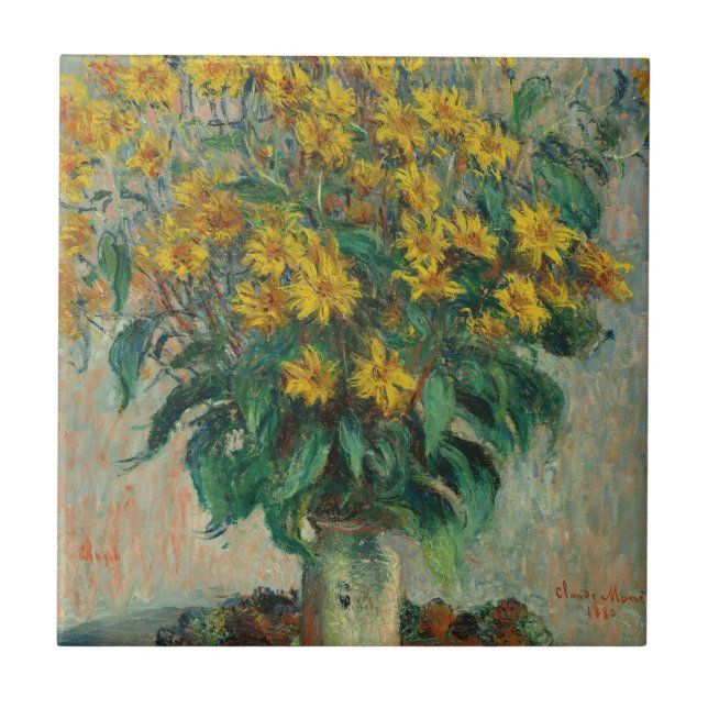Jerusalem Artichoke Flowers - Claude Monet Ceramic Tile (Front)