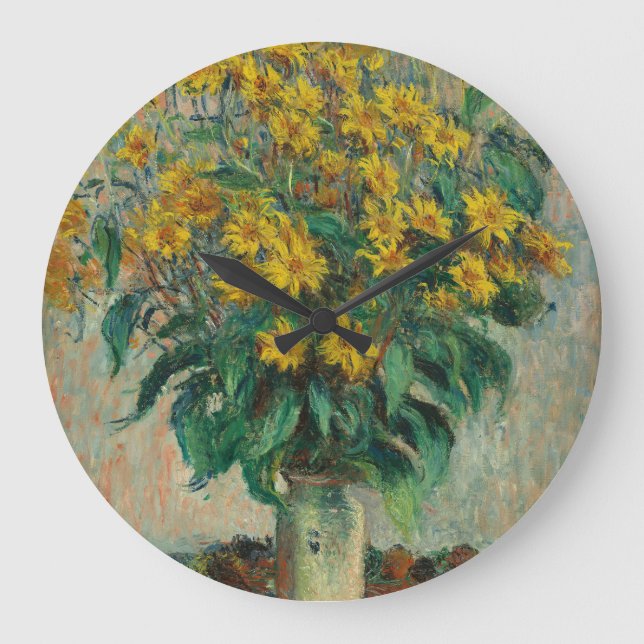 Jerusalem Artichoke Flowers - Claude Monet Large Clock (Front)