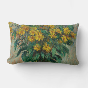 Jerusalem Artichoke Flowers - Claude Monet Lumbar Cushion