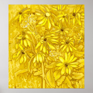 Jerusalem Artichokes Summer Flowers Floral Golden  Poster