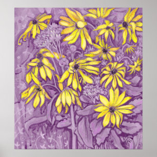 Jerusalem Artichokes Sunflower Floral Painting Art Poster