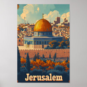 Jerusalem Artistic Travel Illustration Poster
