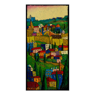 Jerusalem at Dawn, Jonathan Kis-Lev Printed Canvas Poster