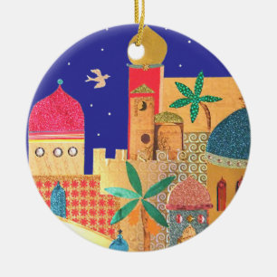 Jerusalem City Colourful Art Ceramic Tree Decoration
