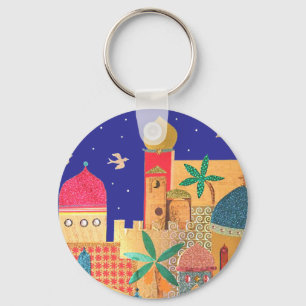 Jerusalem City Colourful Art Key Ring