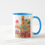 Jerusalem City Colourful Art Mug<br><div class="desc">jerusalem, "old city", islam, islamic, jewish, judaism, jew, jews, israel, colourful, multicolor, bright, muslim, domes, dome, architecture, buildings, city, town, birds, night, doves, peace, shalom, "middle east", "middle eastern", arabian, arab, arabic, gold, ancient, religious, religion, rock, judaica, judaic, mosque, biblical, bible, cityscape, landscape, art, artistic, collage, israeli, yerushalayim, temple, mount,...</div>
