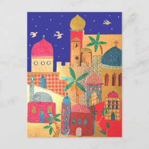 Jerusalem City Colourful Art Postcard
