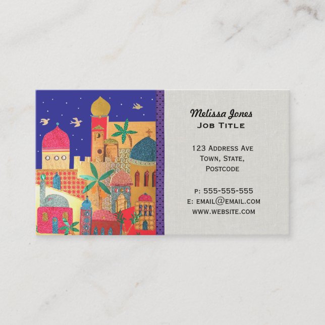Jerusalem City Colourful Middle Eastern art Business Card (Front)