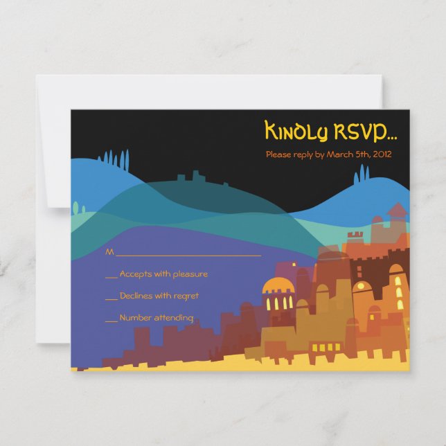 JERUSALEM CITY of GOLD Bar Bat Mitzvah Reply Card (Front)