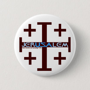 Jerusalem Cross 6 Cm Round Badge