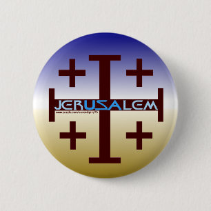 Jerusalem Cross 6 Cm Round Badge