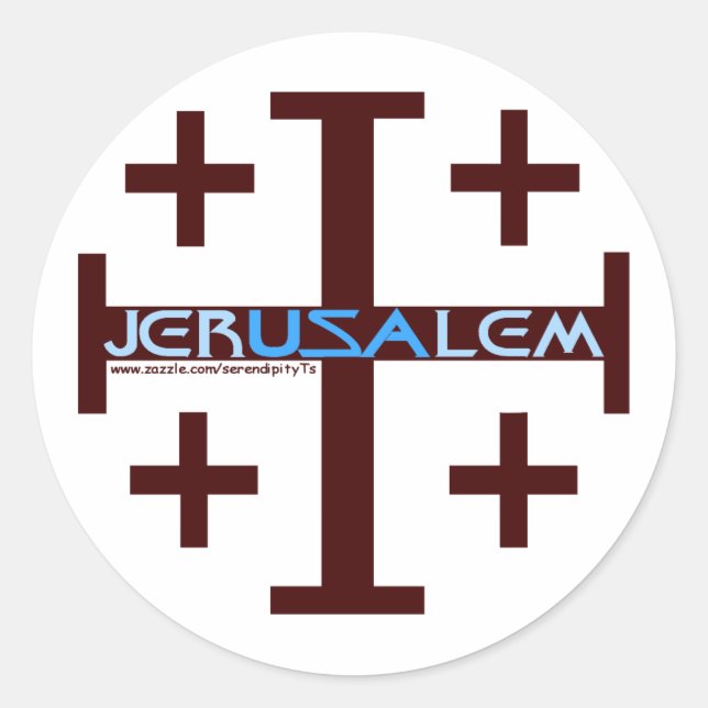 Jerusalem Cross Classic Round Sticker (Front)