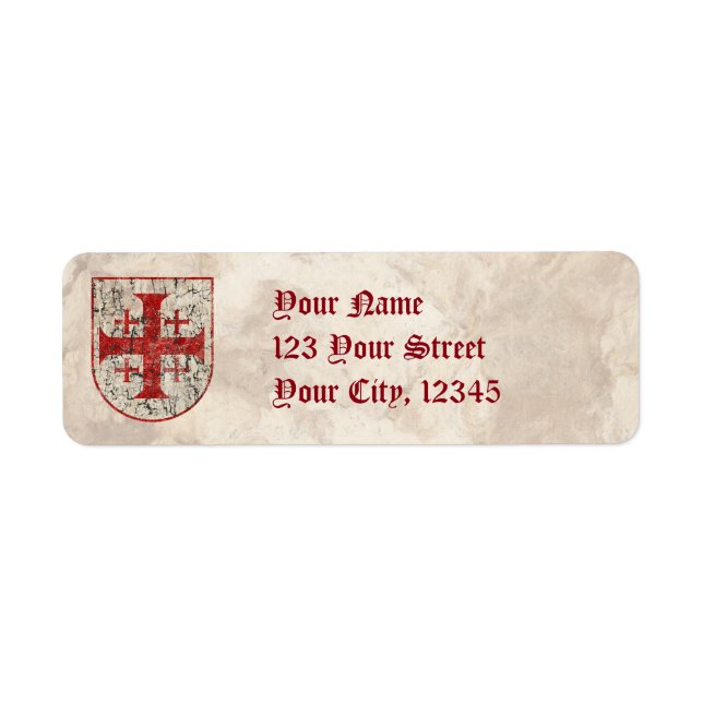 Jerusalem Cross, Distressed Return Address Label (Front)