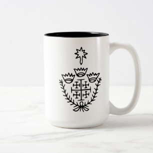 Jerusalem Cross historical pilgrimage tattoo stamp Two-Tone Coffee Mug