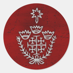 Jerusalem Cross pilgrimage tattoo stamp red Classic Round Sticker