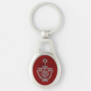 Jerusalem Cross pilgrimage tattoo stamp red Key Ring