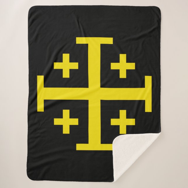 Jerusalem cross sherpa blanket (Front)