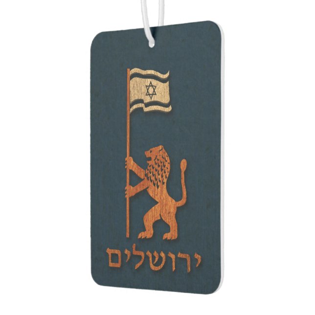 Jerusalem Day Lion With Flag Car Air Freshener (Left)
