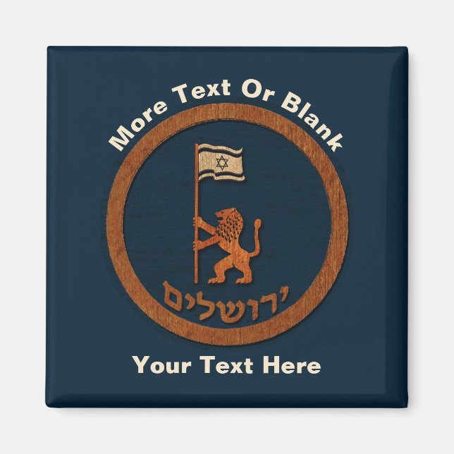 Jerusalem Day Lion With Flag Magnet (Front)