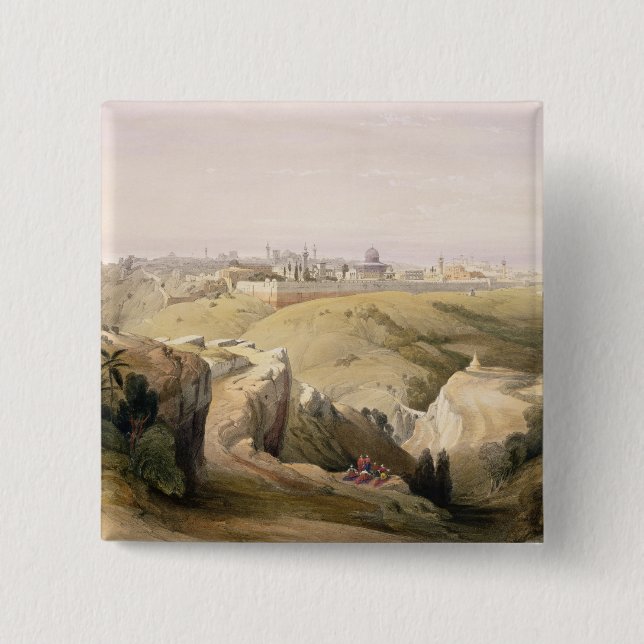 Jerusalem from the Mount of Olives, April 8th 1839 15 Cm Square Badge (Front)