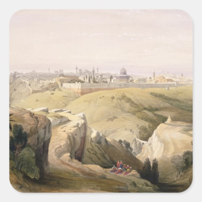 Jerusalem from the Mount of Olives, April 8th 1839 Square Sticker (Front)