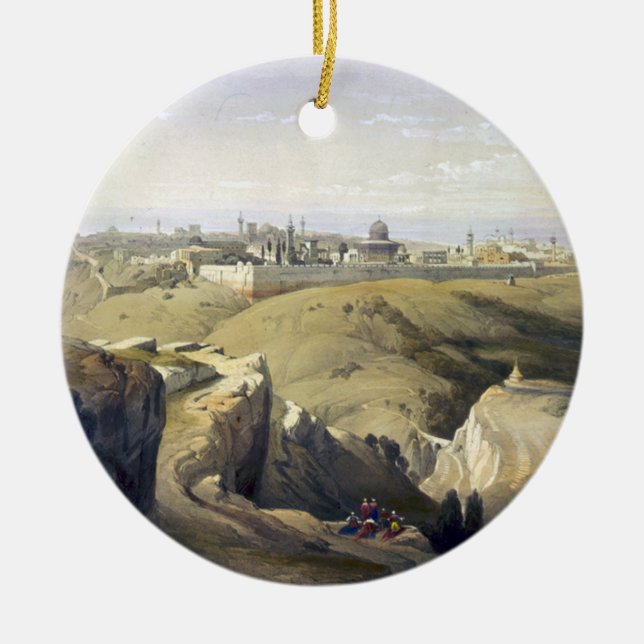 Jerusalem from the Mount of Olives Roberts David Ceramic Ornament (Front)