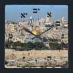 Jerusalem - Hebrew Script Lettering Square Wall Clock<br><div class="desc">"Jewish Expressions, " offers a shopping experience as you will not find anywhere else. Welcome to our store. Tell your friends about us and send them our link:  http://www.zazzle.com/YehudisL?rf=238549869542096443*</div>